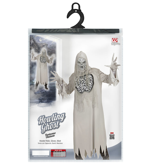 COSTUME FANTASMA ULULANTE CON MASCHERA E CAPPUCCIO