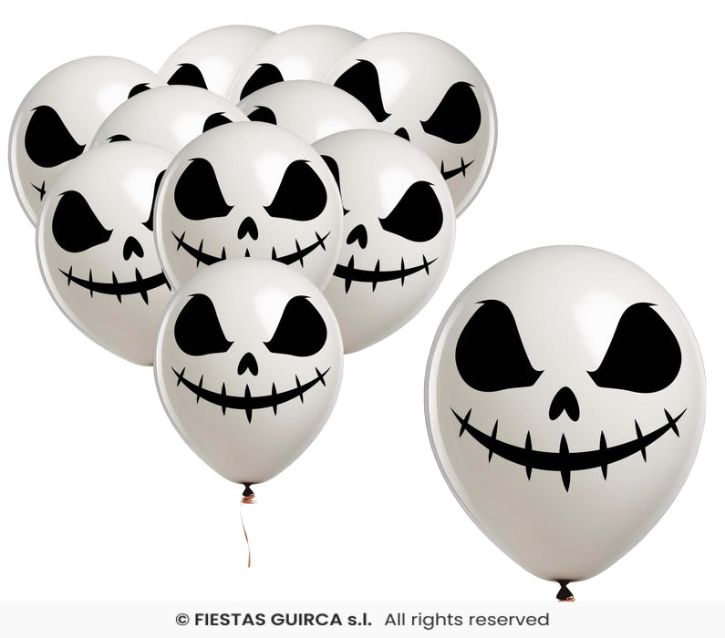 10 PALLONCINI FANTASMA BIANCO HALLOWEEN