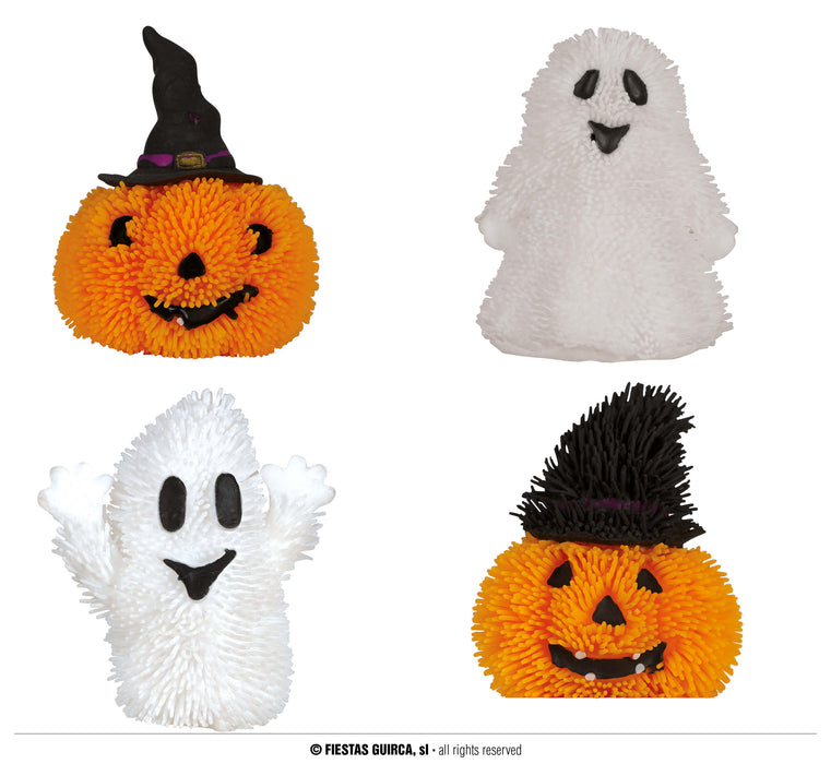 GOMMOTTO DI HALLOWEEN FANTASMA E ZUCCA CON LUCE COLORATA