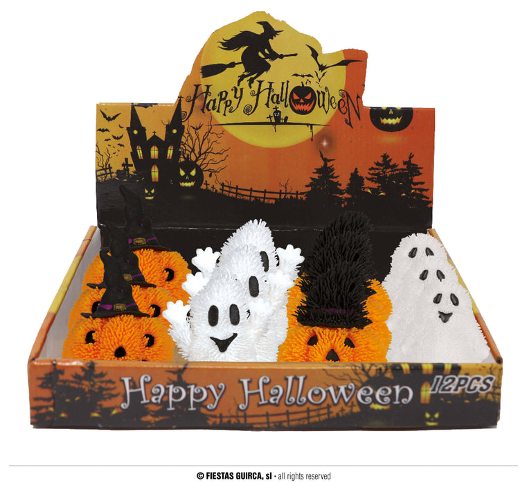 GOMMOTTO DI HALLOWEEN FANTASMA E ZUCCA CON LUCE COLORATA