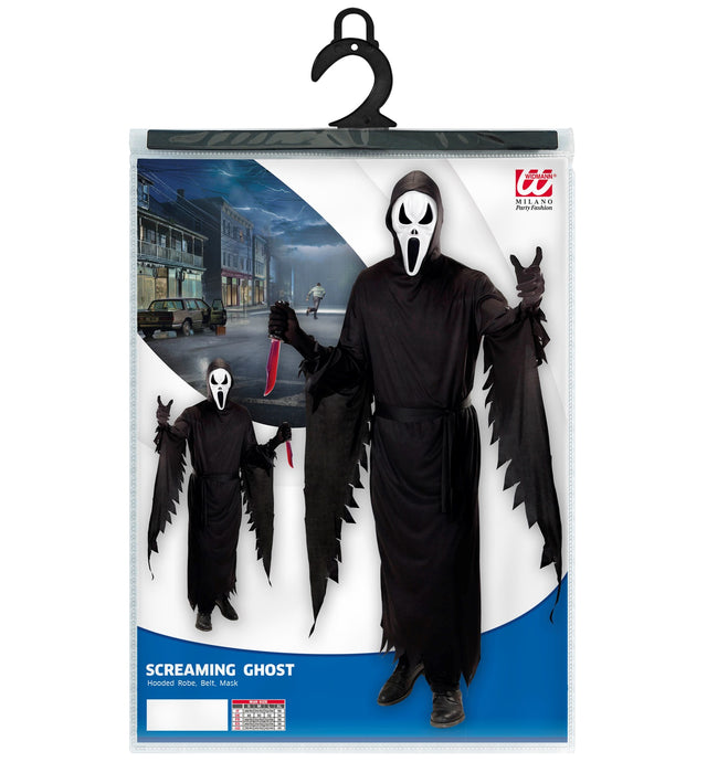 COSTUME FANTASMA SCREAM NERO CON MASCHERA