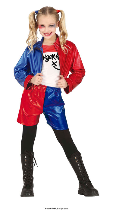Costume da Harley Quinn blu e rosso per bambina