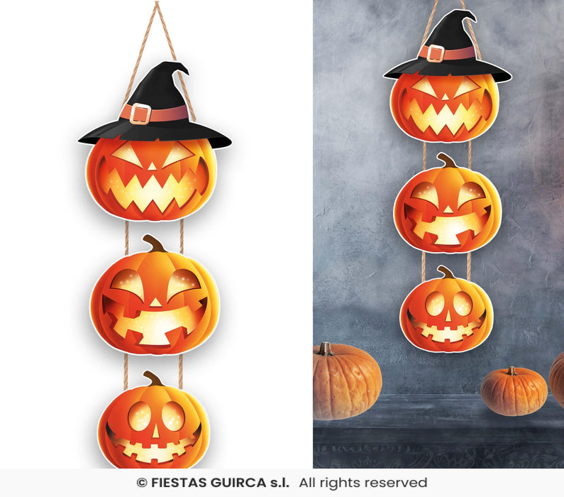 DECORAZIONE 3 ZUCCHE DI HALLOWEEN CM 64