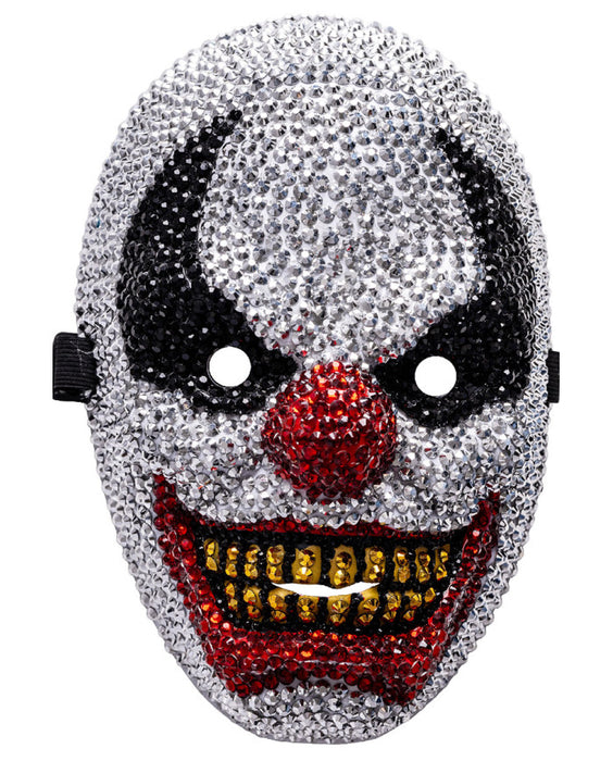 MASCHERA CLOWN ASSASSINO CON STRASS ARGENTATI