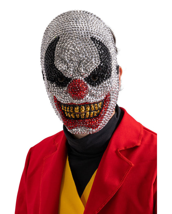 MASCHERA CLOWN ASSASSINO CON STRASS ARGENTATI