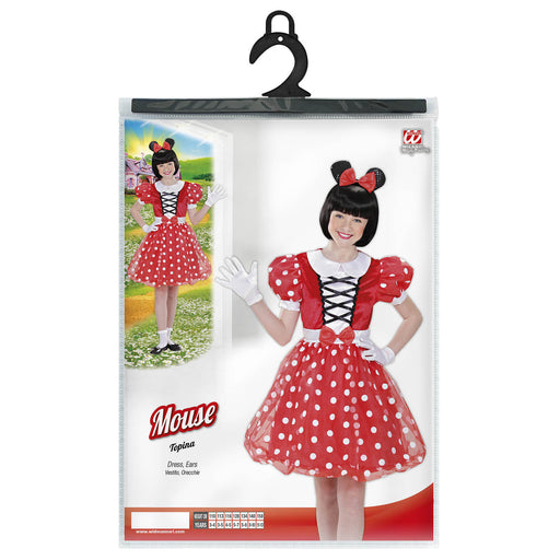 Costume di Carnevale Mouse Girl Vestito Pois TOPINA Colore Rosso