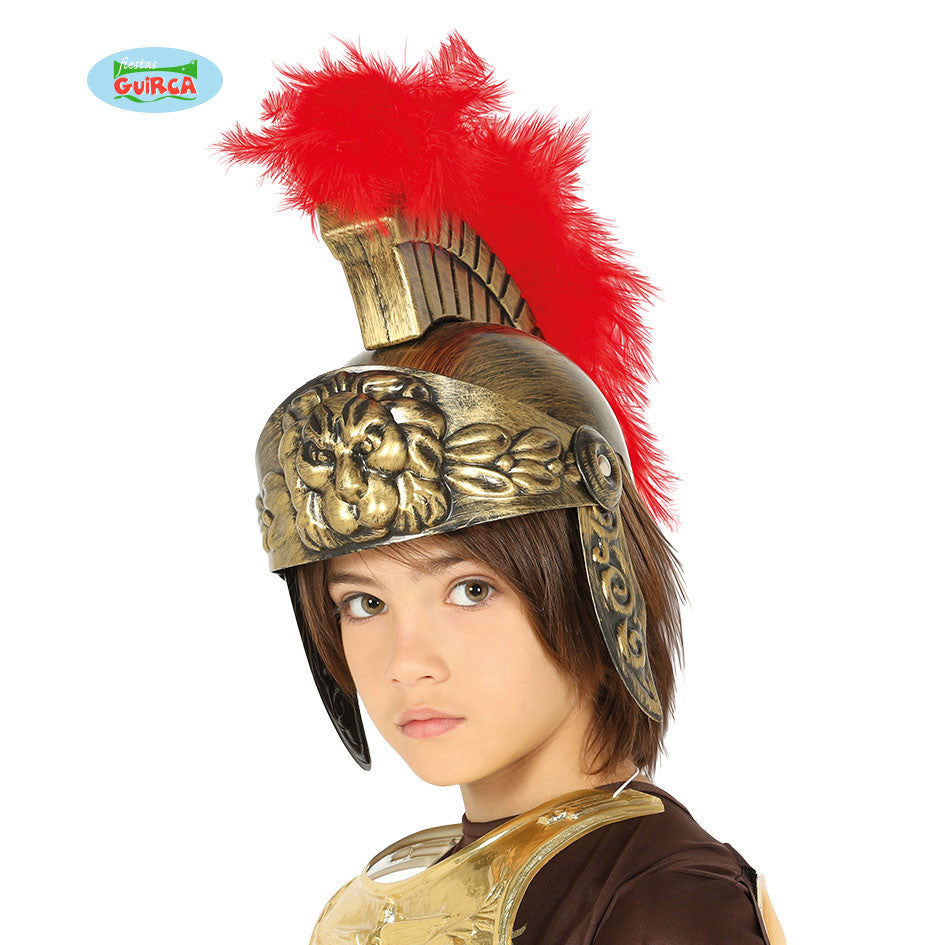 ELMO CENTURIONE ROMANO ORO CON PIUME —