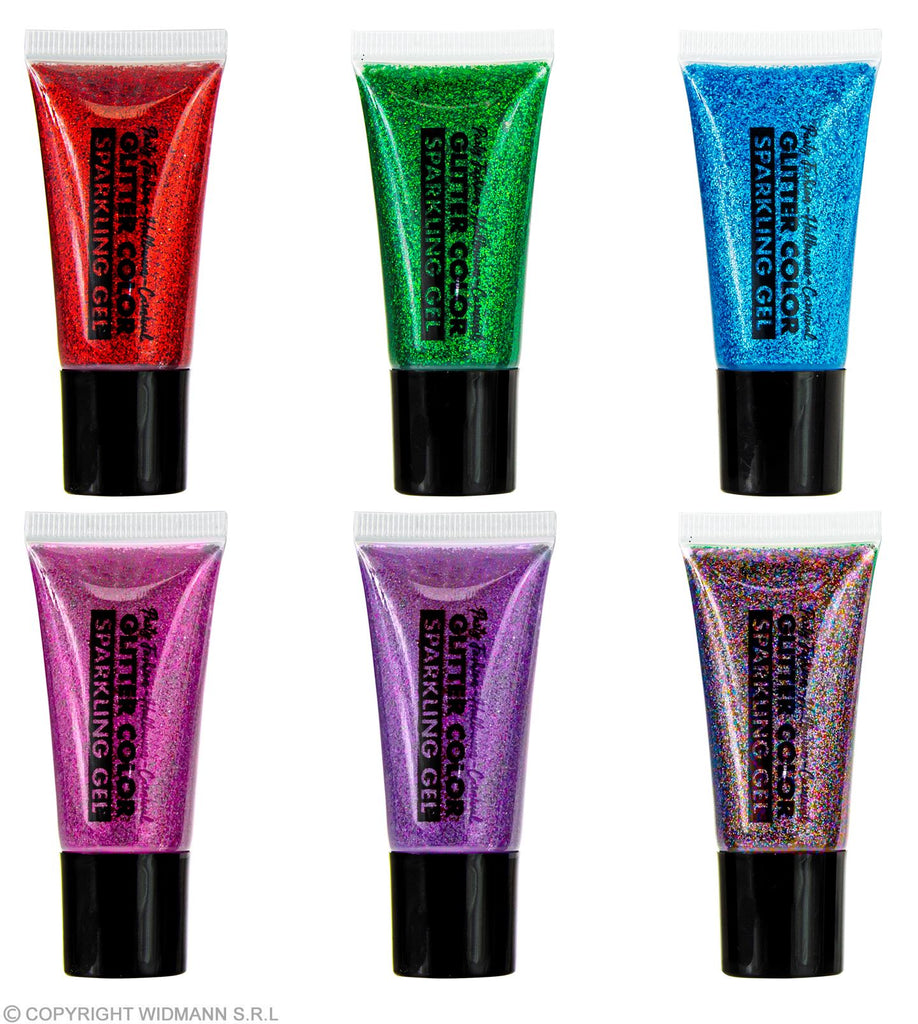 SET 4 TUBETTI GEL COLORATO CON BRILLANTINI per corpo pelle viso