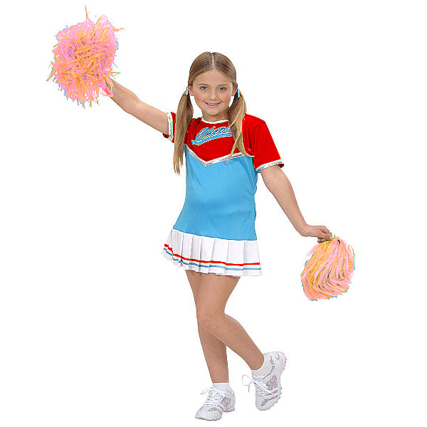 Cnexmin Costume da cheerleader per bambine, uniforme con pompon