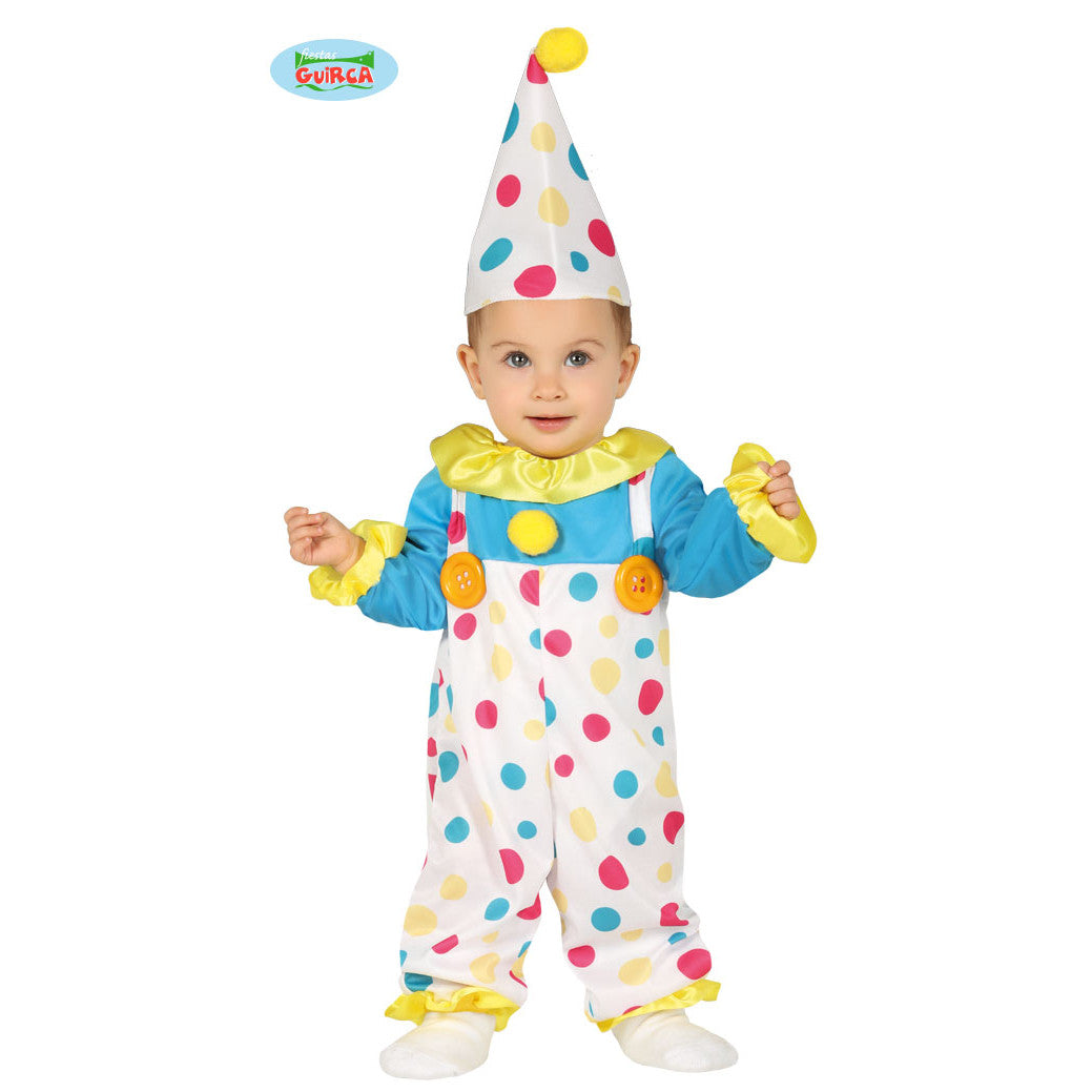 FIESTAS GUIRCA Costume da clown a pois colorati per bambina